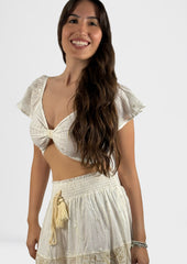 Gathered Maxi Skirt and Bow Front Top