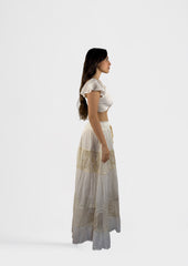 Gathered Maxi Skirt and Bow Front Top
