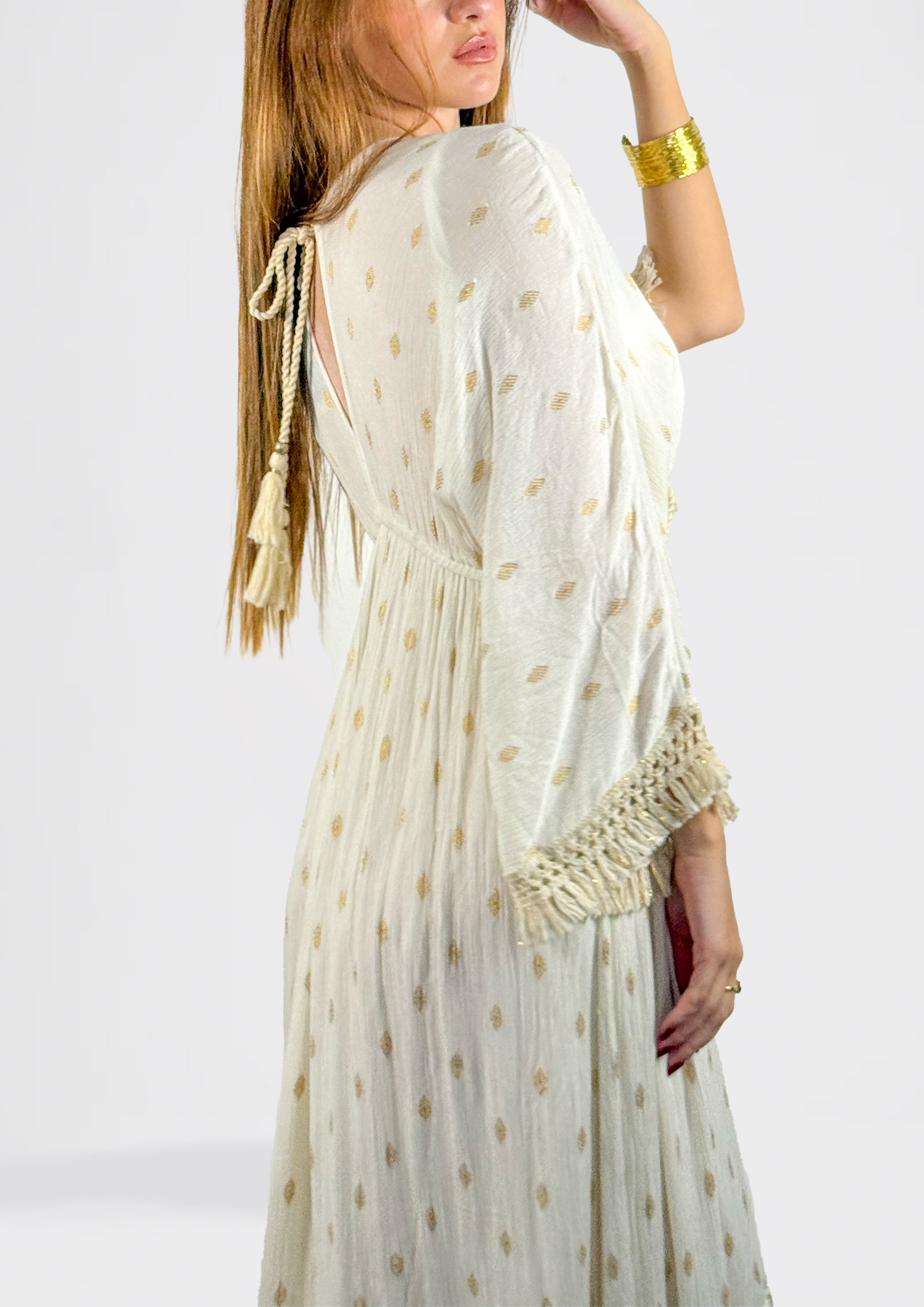 Maxi Dress with Tiered Hem and Shimmer Detail