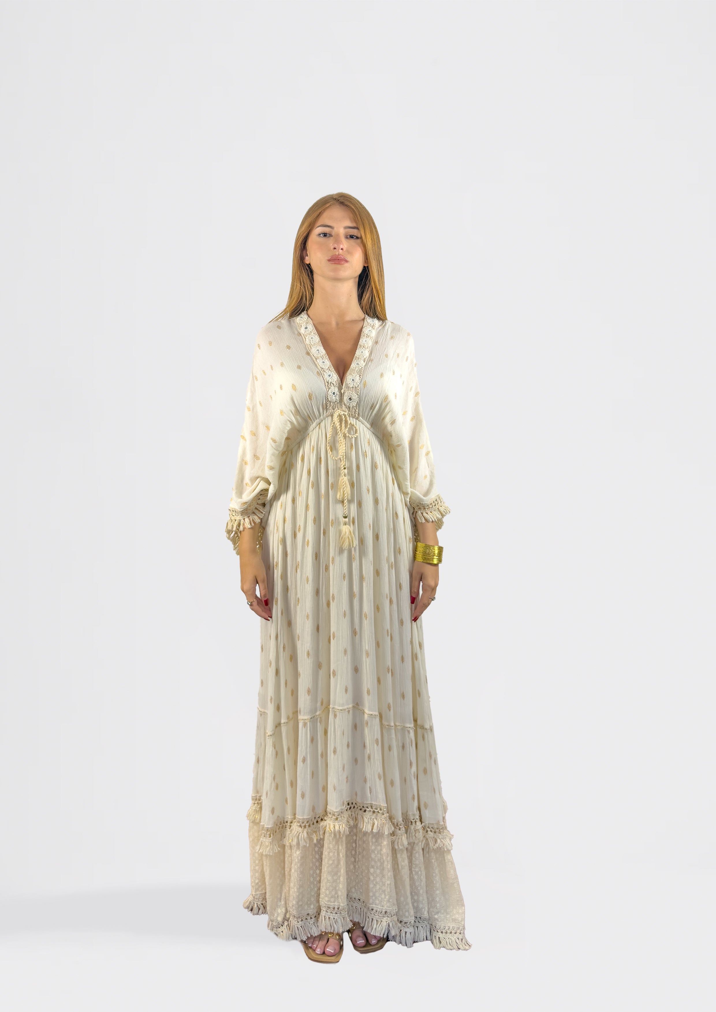 Maxi Dress with Tiered Hem and Shimmer Detail