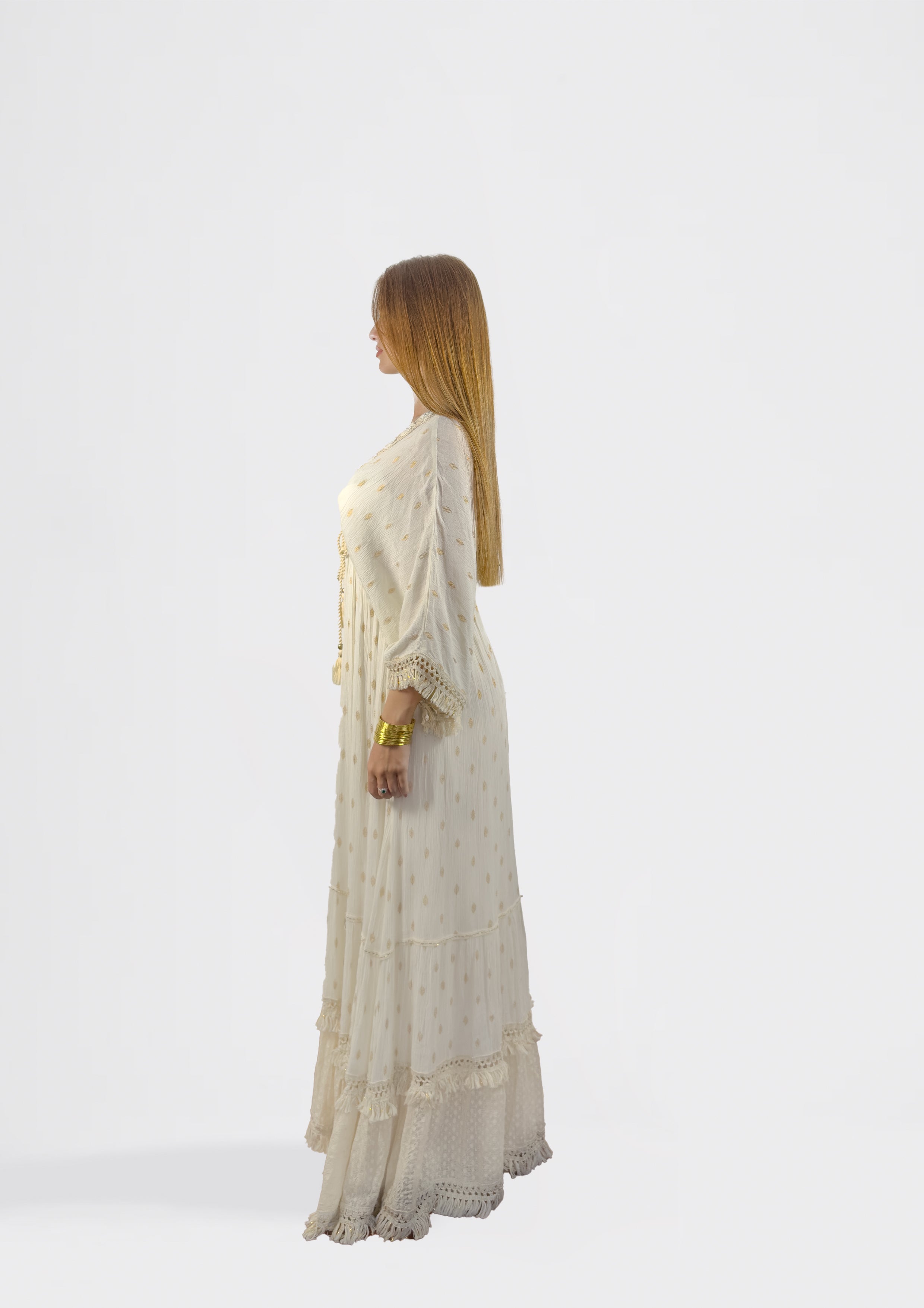 Maxi Dress with Tiered Hem and Shimmer Detail