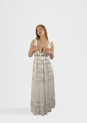 Open Back Dress with Marine Embroidery