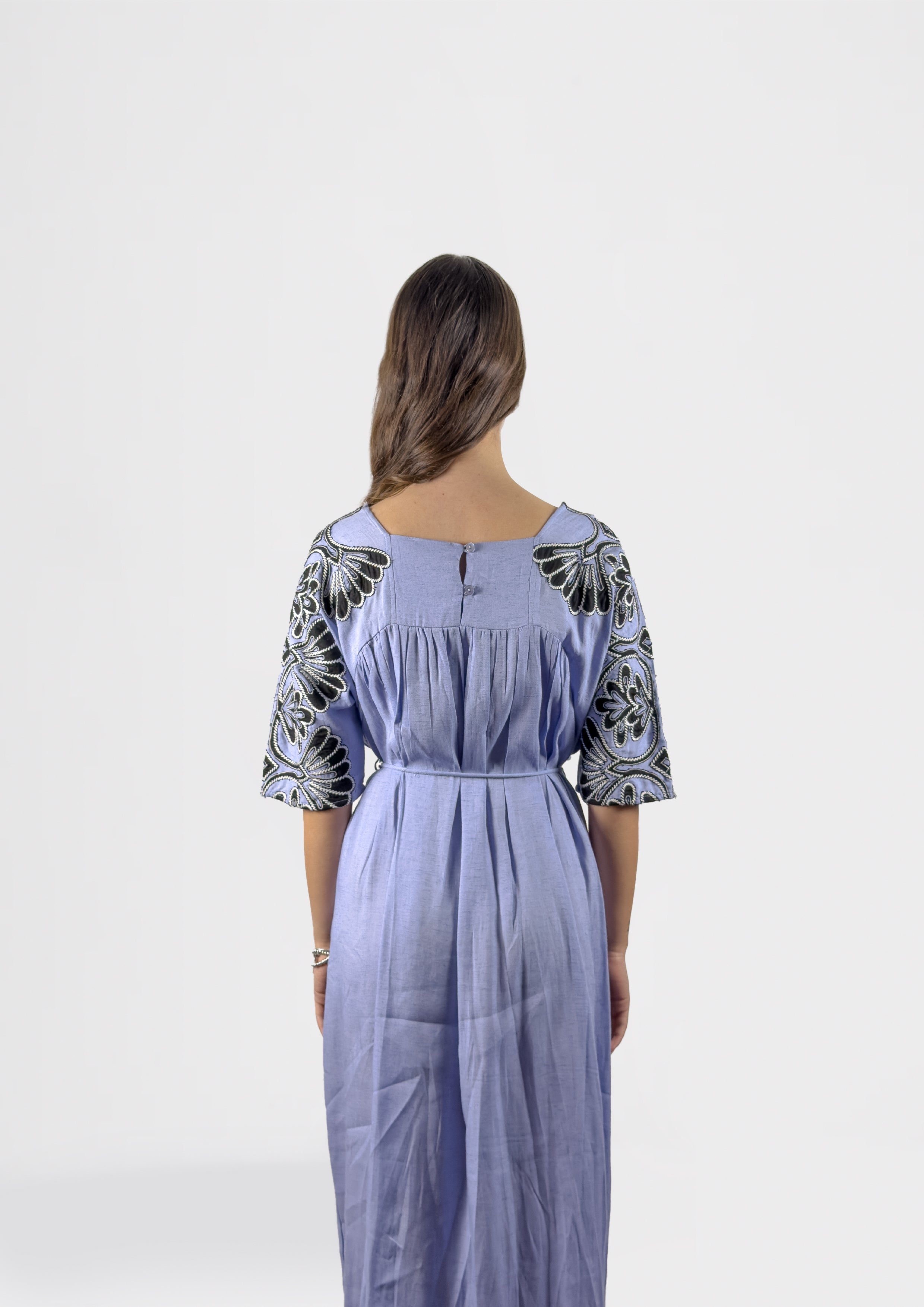 Noir Bloom Embroidered Dress