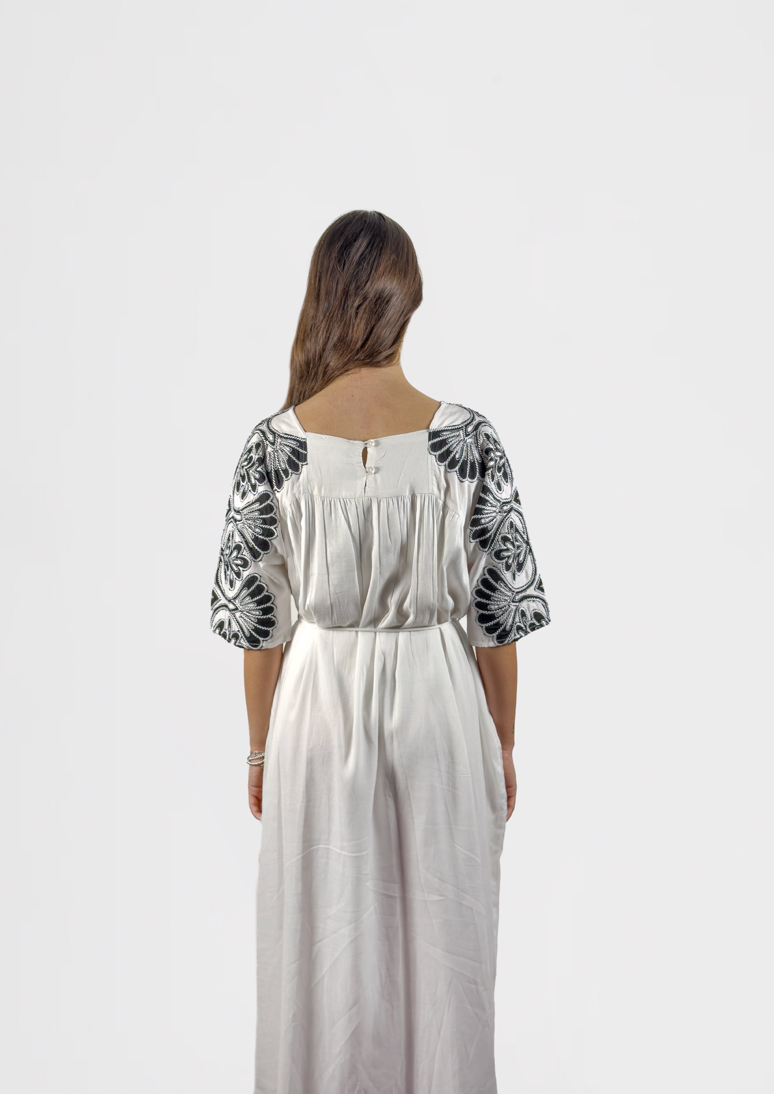 Noir Bloom Embroidered Dress