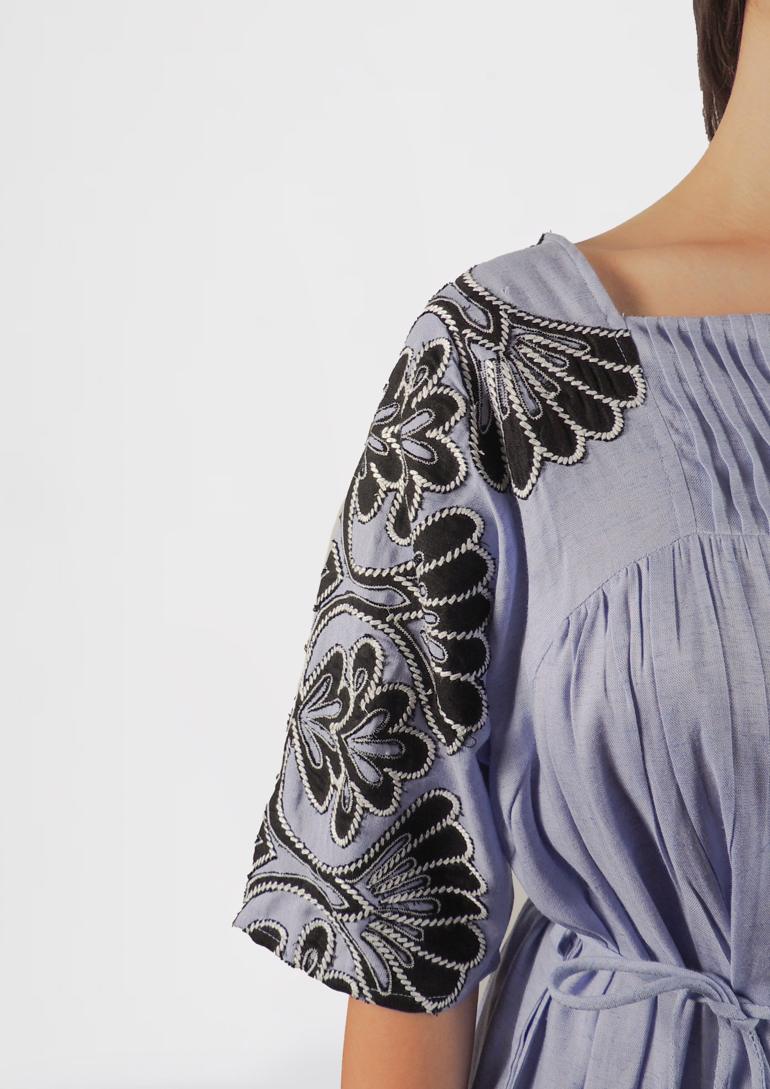 Noir Bloom Embroidered Dress