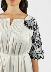 Noir Bloom Embroidered Dress