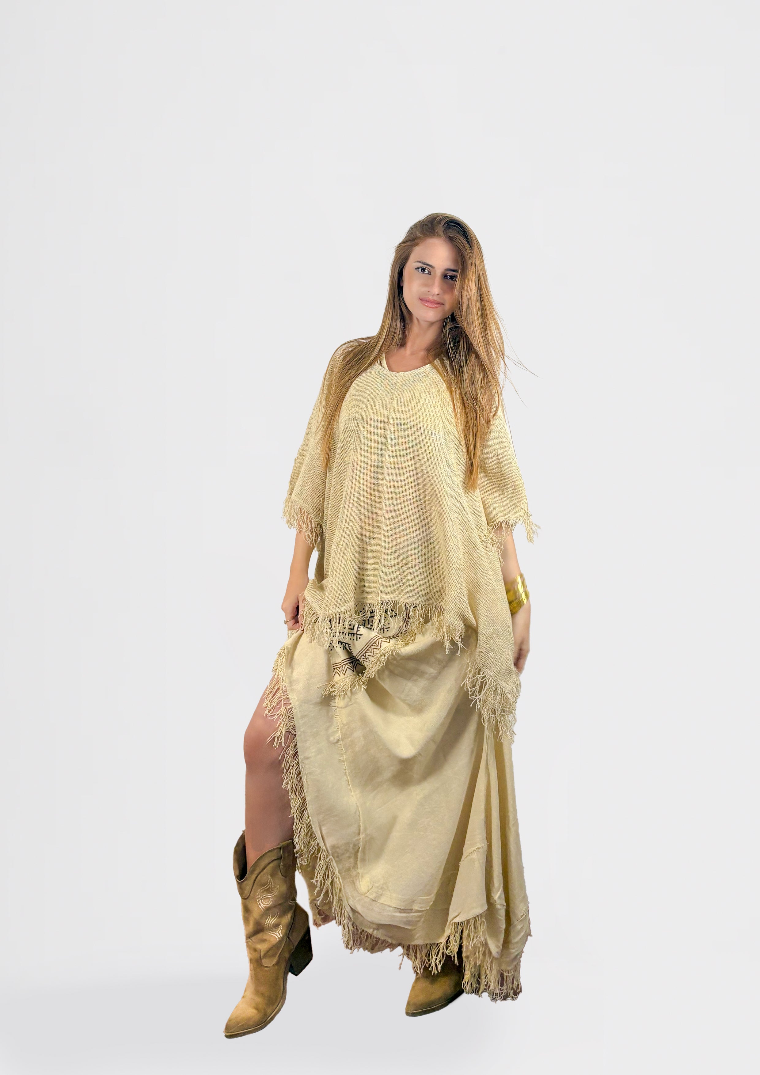 Golden Fringe Poncho