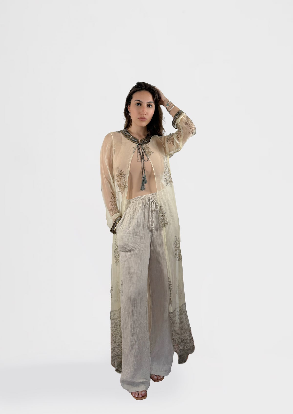 Sahara Mist Embellished Duster