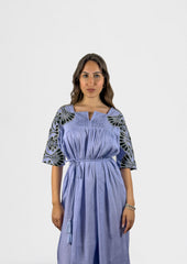 Noir Bloom Embroidered Dress
