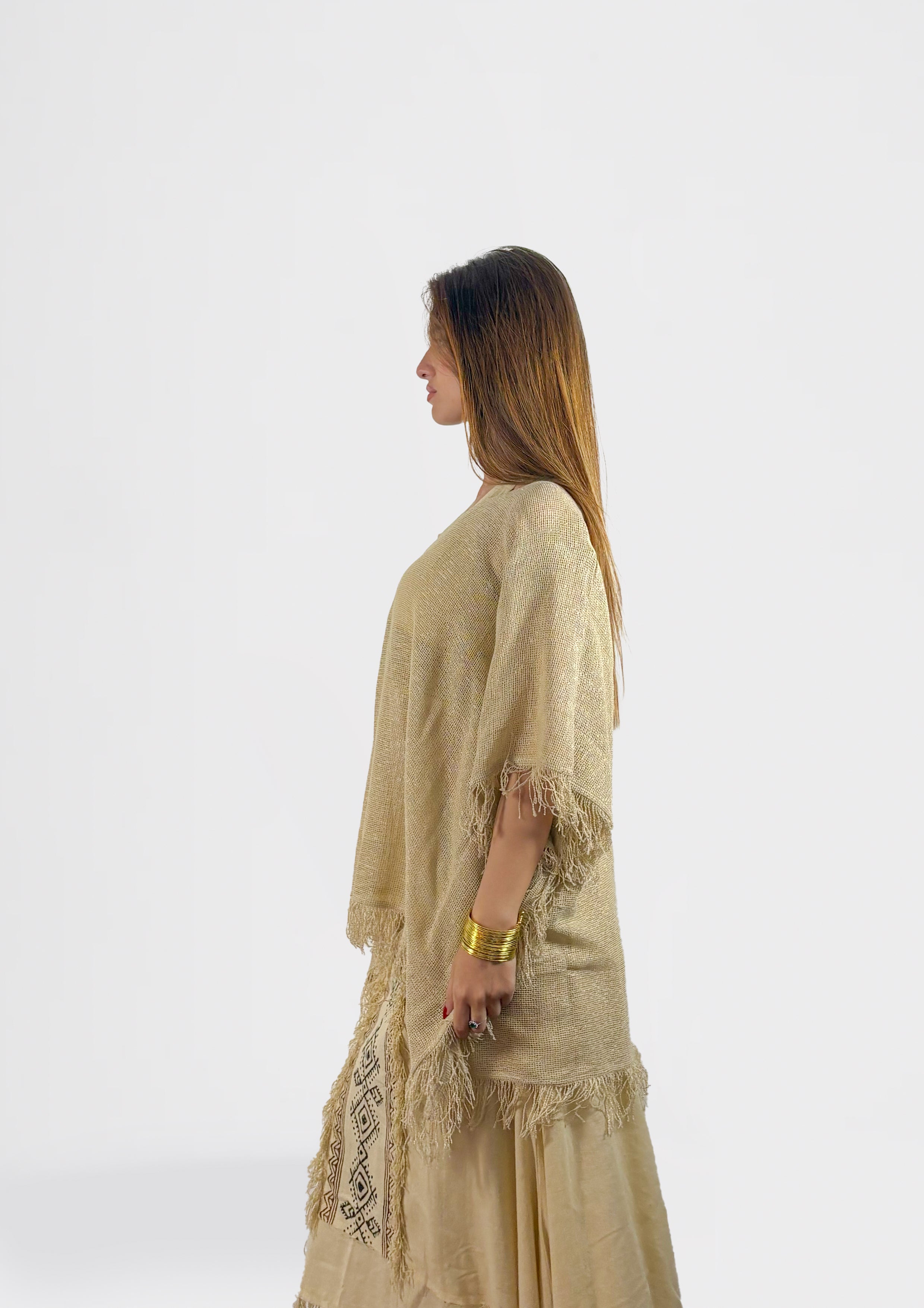 Golden Fringe Poncho