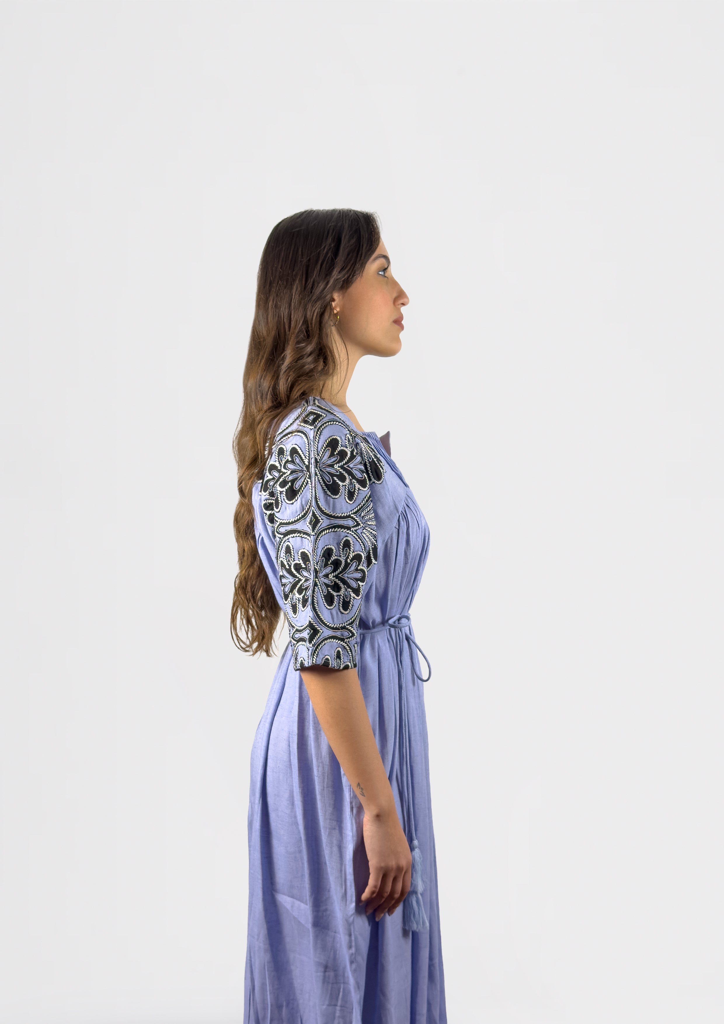Noir Bloom Embroidered Dress