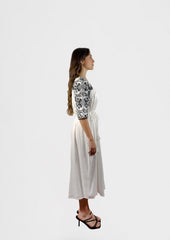 Noir Bloom Embroidered Dress